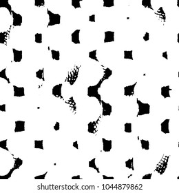 Abstract grunge grid stripe halftone background pattern. Black and white line vector illustration
