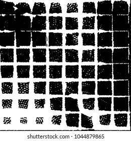 Abstract grunge grid stripe halftone background pattern. Black and white line vector illustration
