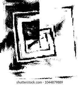 Abstract grunge grid stripe halftone background pattern. Black and white line vector illustration
