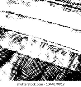 Abstract grunge grid stripe halftone background pattern. Black and white line vector illustration
