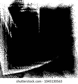 Abstract grunge grid stripe halftone background pattern. Black and white line vector illustration
