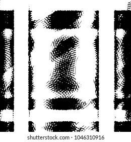 Abstract grunge grid stripe halftone background pattern. Black and white line vector illustration
