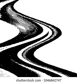 Abstract grunge grid stripe halftone background pattern. Black and white line vector illustration

