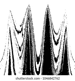 Abstract grunge grid stripe halftone background pattern. Black and white line vector illustration
