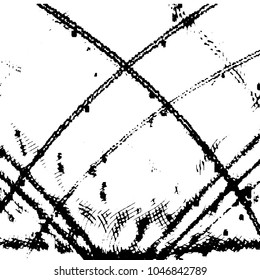 Abstract grunge grid stripe halftone background pattern. Black and white line vector illustration
