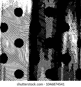 Abstract grunge grid stripe halftone background pattern. Black and white line vector illustration
