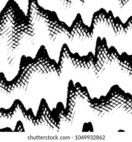 Abstract grunge grid stripe halftone background pattern. Black and white line vector illustration
