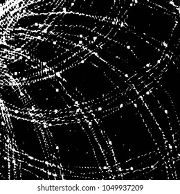 Abstract grunge grid stripe halftone background pattern. Black and white line vector illustration
