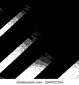 Abstract grunge grid stripe halftone background pattern. Black and white line vector illustration
