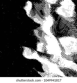 Abstract grunge grid stripe halftone background pattern. Black and white line vector illustration
