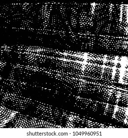 Abstract grunge grid stripe halftone background pattern. Black and white line vector illustration
