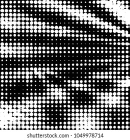 Abstract grunge grid stripe halftone background pattern. Black and white line vector illustration
