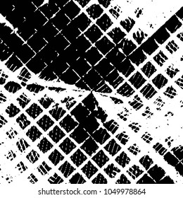 Abstract grunge grid stripe halftone background pattern. Black and white line vector illustration
