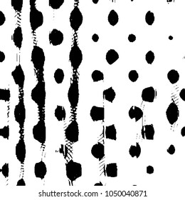Abstract grunge grid stripe halftone background pattern. Black and white line vector illustration

