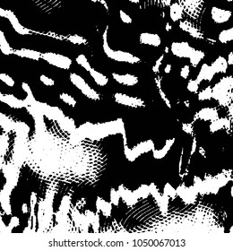 Abstract grunge grid stripe halftone background pattern. Black and white line vector illustration
