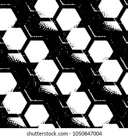 Abstract grunge grid stripe halftone background pattern. Black and white line vector illustration
