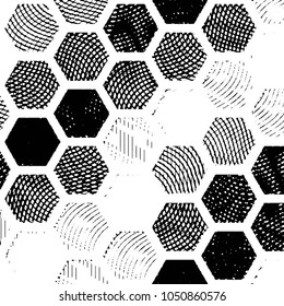 Abstract grunge grid stripe halftone background pattern. Black and white line vector illustration
