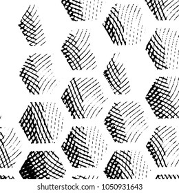 Abstract grunge grid stripe halftone background pattern. Black and white line vector illustration

