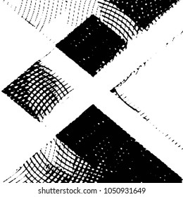 Abstract grunge grid stripe halftone background pattern. Black and white line vector illustration
