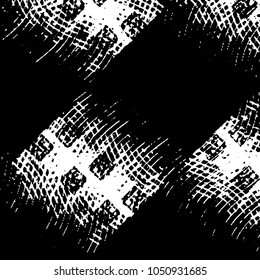 Abstract grunge grid stripe halftone background pattern. Black and white line vector illustration
