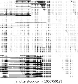 Abstract grunge grid stripe halftone background pattern. Black and white line vector illustration
