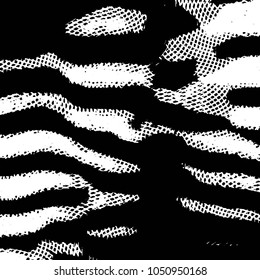 Abstract grunge grid stripe halftone background pattern. Black and white line vector illustration
