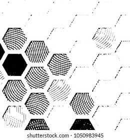 Abstract grunge grid stripe halftone background pattern. Black and white line vector illustration
