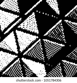 Abstract grunge grid stripe halftone background pattern. Black and white line vector illustration
