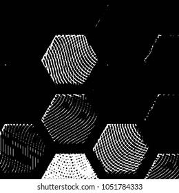 Abstract grunge grid stripe halftone background pattern. Black and white line vector illustration
