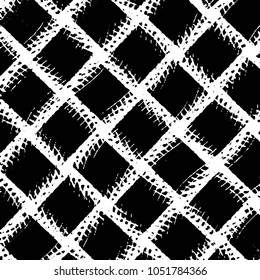 Abstract grunge grid stripe halftone background pattern. Black and white line vector illustration
