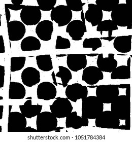 Abstract grunge grid stripe halftone background pattern. Black and white line vector illustration
