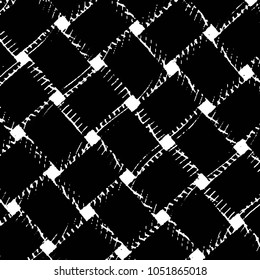 Abstract grunge grid stripe halftone background pattern. Black and white line vector illustration
