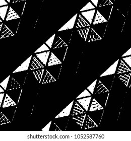 Abstract grunge grid stripe halftone background pattern. Black and white line vector illustration
