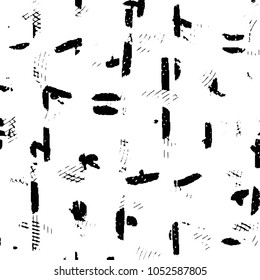 Abstract grunge grid stripe halftone background pattern. Black and white line vector illustration
