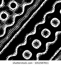 Abstract grunge grid stripe halftone background pattern. Black and white line vector illustration
