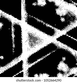 Abstract grunge grid stripe halftone background pattern. Black and white line vector illustration
