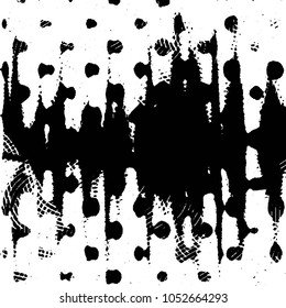 Abstract grunge grid stripe halftone background pattern. Black and white line vector illustration
