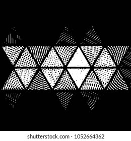 Abstract grunge grid stripe halftone background pattern. Black and white line vector illustration
