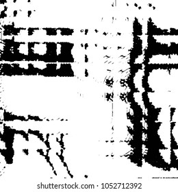 Abstract grunge grid stripe halftone background pattern. Black and white line vector illustration
