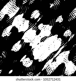 Abstract grunge grid stripe halftone background pattern. Black and white line vector illustration
