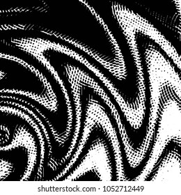 Abstract grunge grid stripe halftone background pattern. Black and white line vector illustration
