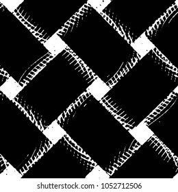 Abstract grunge grid stripe halftone background pattern. Black and white line vector illustration
