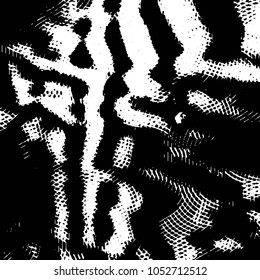 Abstract grunge grid stripe halftone background pattern. Black and white line vector illustration
