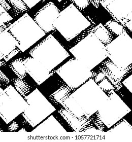 Abstract grunge grid stripe halftone background pattern. Black and white line vector illustration
