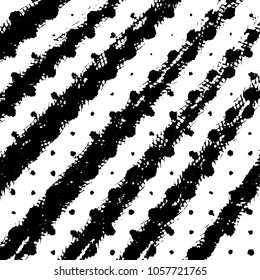 Abstract grunge grid stripe halftone background pattern. Black and white line vector illustration
