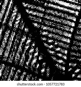 Abstract grunge grid stripe halftone background pattern. Black and white line vector illustration
