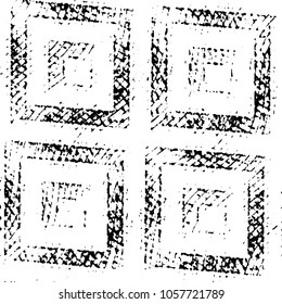 Abstract grunge grid stripe halftone background pattern. Black and white line vector illustration
