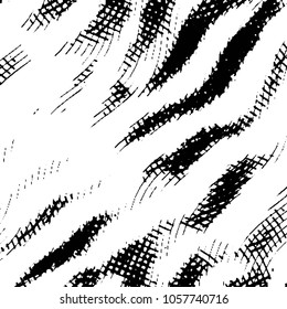 Abstract grunge grid stripe halftone background pattern. Black and white line vector illustration
