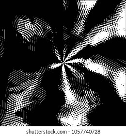 Abstract grunge grid stripe halftone background pattern. Black and white line vector illustration
