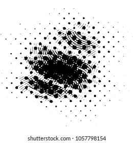 Abstract grunge grid stripe halftone background pattern. Black and white line vector illustration
